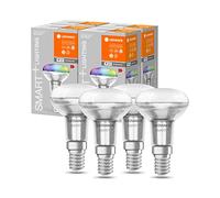 LEDVANCE Smart LED R50 spot lamp avec Wifi, culot E14, couleurs RGB et couleur de la lumière modifiables, lampe réflecteur en remplacement des ampoules classiques 40W, paquet de 4