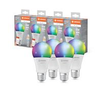 LEDVANCE SMART+ MATT LED lampe, compatible avec Google, Alexa, Apple, White Frost Optics, 9W, 806LM, E27, Couleur Lumière et Lumière blanche, avec contrôle vocal, jusqu'à 20 000 HRs, 4-Pack