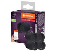 LEDVANCE SMART+ Prise intelligente pour intérieur avec technologie ZigBee, intègre des appareils conventionnels dans la maison intelligente, compatible avec Alexa ou Google, noir, pack de 4