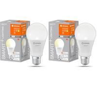 LEDVANCE SMART+ WIFI LED lamp, frosted look, 14W, 1521lm, classic bulb shape with E27 base, warm white light at 2700K, dimmable, app or voice control, life of up to 20,000 hours (Lot de 2)