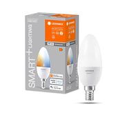 LEDVANCE SMART+ WIFI LED lamp, frosted look, 4.9W, 470lm, candle shape (Classic B), E14 base, adjustable white light, dimmable, app or voice control, life of up to 20,000 hours