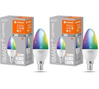 LEDVANCE SMART+ WIFI LED lamp, frosted look, 4.9W, 470lm, classic candle shape (Classic B), E14 base, color light & white light, app or voice control, life of up to 20,000 hours (Lot de 2)