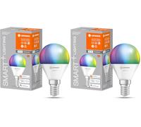 LEDVANCE SMART+ WIFI LED lamp, frosted look, 4.9W, 470lm, classic round shape (Classic P), E14 base, color light & white light, app or voice control, life of up to 20,000 hours (Lot de 2)