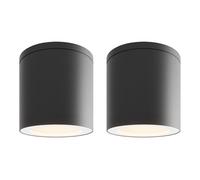 Ledvion - 2X Spots LED en Saillie, Noir ø90mm, IP54, GU10 Fitting, Plafonnier