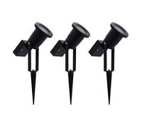 Ledvion - 3x Spots LED Solaires à Piquer, 0.29W, 3000K, IP44, Noir, Aluminium, Spots Extérieurs LED pour Jardin