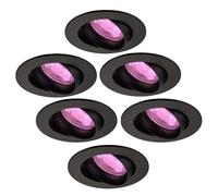 Ledvion - 6x SMART LED Downlights Rio, Noir, Slim WiFi, Dimmable, Rond, RGBWW, 2 Ans de Garantie