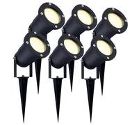 Ledvion - 6X Spots à Piquer LED, Aluminium, IP65, 5W, 2700K, 1M de Câble, Projecteurs LED, Spots de Jardin