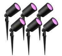Ledvion - 6X Spots à Piquer LED RGBWW, Noir, IP65, 5W, RGBWW, 1M de Câble, Projecteur LED, Éclairage de Jardin Extérieur