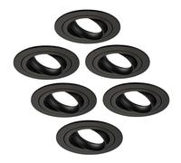 Ledvion - 6x Spots Encastrables LED Tokyo, Noir, 5W, 6500K, Ø92 mm, Intensité variable, Rond, 2 Ans de Garantie