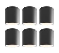 Ledvion - 6X Spots LED en Saillie, Noir ø90mm, IP54, GU10 Fitting, Plafonnier