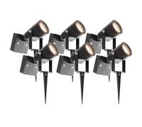 Ledvion - 6X Spots solaires à piquer LED, Noir, IP44, 3000K, Énergie solaire, Spots de jardin extérieur