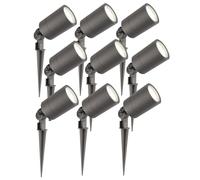 Ledvion - 9X Spot LED Pots, Anthracite, IP65, 5W, 4000K, câble 2M, spots LED, spots de jardin