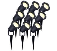Ledvion - 9X Spots à Piquer LED, Aluminium, IP65, 5W, 2700K, 1M de Câble, Projecteurs LED, Spots de Jardin