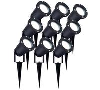 Ledvion - 9X Spots à Piquer LED, Aluminium, IP65, 5W, 6500K, 1M de Câble, Projecteurs LED, Spots de Jardin