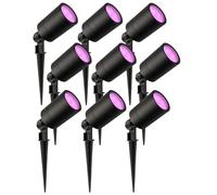 Ledvion - 9X Spots à Piquer LED RGBWW, Noir, IP65, 5W, RGBWW, 1M de Câble, Projecteur LED, Éclairage de Jardin Extérieur