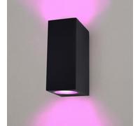 Ledvion applique murale smart RGB noir 35W GU10 IP54 cube | Réglez facilement les couleurs, scènes et la luminosité via l’application