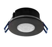 Ledvion - Détecteur de Mouvement Noir, Encastré, avec Interrupteur Crépusculaire, Montage au Plafond, IP65, Contrôle de Lumière 360°, Portée de 8m, Capteur de Lumière Intégré