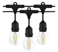 Ledvion - Guirlande LED, 25M, Incl. 25x Ampoules Argentées E27 LED, 1W, 2100K, Incl. 25 Ampoules LED Filament Doré, IP65