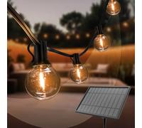 Ledvion - Guirlande LED, 27M Solaire, 50x E12 LED, Étanche IP44, 2700K, G40, Plug & Play, Connectable