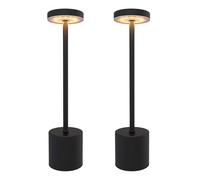 Ledvion - Lot de 2 Lampes de Table LED Rechargeables, Noir Mat, 60 Lumens, Variables 2700K-5000K, Batterie 3600mAh, IP20, Commande Tactile, Lampes LED Sans Fil Intérieures, USB-C Rechargeables, Luna