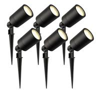 Ledvion - Lot de 6, LED Extérieur Spot, IP65, 3W, 2700K, 220-240V, Blanc Chaud, Avec Piquet, Éclairage de Jardin Électrique, Avec GU10 Ampoule, Dimmable, Étanche