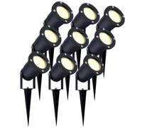Ledvion Lot de 9 LED Extérieur Spot IP65 3W 2700K GU10 dimmable piquet | Pour jardin terrasse allee entree massifs et eclairage exterieur decoratif