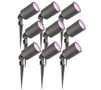 Ledvion Lot de 9 LED Extérieur Spot IP65 4,9W GU10 CCT RGB dimmable