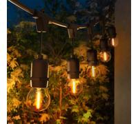 Ledvion Lot de 9 LED Guirlande Lumineuse IP65 E27 45M dimmable sans ampoule | Adapté à l’allée la terrasse la façade ou le jardin pour un usage extérieur clair
