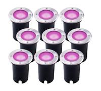 Ledvion Lot de 9 Spot LED Encastrable Exterieur IP67 4.9W GU10 RGB 1m rond | Adapté à l’allée la terrasse la façade ou le jardin pour un usage extérieur clair