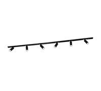 Ledvion - Système d’éclairage LED monophasé, 2m, Rail Monophasé, 4,9W, Noir, RGB, 6 spots GU10 orientables, luminaire plafonnier, spot plafond, rail led, plafonnier moderne design