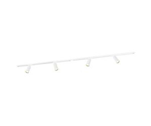 Ledvion - Système d’éclairage LED monophasé, 2m, Rail Monophasé, sans ampoule GU10, Blanc, 4 spots GU10 orientables, luminaire plafonnier, spot plafond, rail led, plafonnier moderne design
