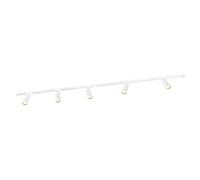 Ledvion - Système d’éclairage LED monophasé, 2m, Rail Monophasé, sans ampoule GU10, Blanc, 5 spots GU10 orientables, luminaire plafonnier, spot plafond, rail led, plafonnier moderne design