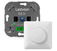 Ledvion - Variateur de Lumiere LED, LED Dimmables 3-250W / Halogène 3-300W, Couverture Blanche, à Découpage de Phase, Variateur Rotatif Encastré, Interrupteur Variateur LED
