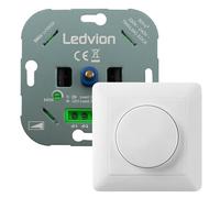 Ledvion - Variateur de Lumiere LED, LED Dimmables 3-250W / Halogène 3-300W, Couverture Blanche, à Découpage de Phase, Variateur Rotatif Encastré, Interrupteur Variateur LED