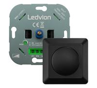Ledvion - Variateur de Lumiere LED, LED Dimmables 3-250W / Halogène 3-300W, Couverture Noire, à Découpage de Phase, Variateur Rotatif Encastré, Interrupteur Variateur LED