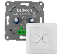 Ledvion - Variateur LED Duo, 3-100 Watts, Inclus Plaque Blanche, Universel, LED, Encastrable, Découpage de Phase