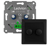 Ledvion - Variateur LED Duo, 3-100 Watts, Inclus Plaque Noire, Universel, LED, Encastrable, Découpage de Phase