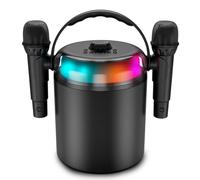 Ledwood Enceinte Autonome PLAYKARAOKE 120W, LED RVB, Bluetooth USB, 2 Micros sans Fil, Effets Vocaux, Compatible TV Connectée