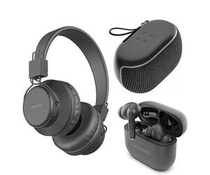 LEDWOOD Happy Geek - Pack Cadeau 3 en 1 - Ecouteurs sans Fil Intra Auriculaire - Casque Bluetooth - Enceinte Portable