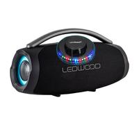 LEDWOOD Xtreme360 Enceinte Bluetooth 360W Extra Bass LED RGB IPX5 Micro USB FM Noir, Soucoupe UFO/OVNI multi-rayons