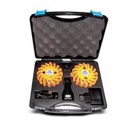 LEDWORK LOT DE 4 MALETTE DE 2 BALISES DE SIGNALISATION LED SANS FIL RECHARGEABLE (4 pièces)