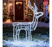 LEDYA Décoration de Noël Renne Debout - 89 cm de Large, décoration de Renne à LED Blanc Froid, Autonome pour l'intérieur et l'extérieur avec Cadre en métal Robuste