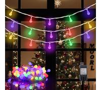LEDYA Guirlande Lumineuse à Boules, Multicolore, 12 m, 120 LED, Guirlande de Fête avec Prise pour Intérieur et Extérieur, 8 Modes Lumineux avec Minuteur et Mémoire