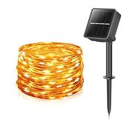 LEDYA STANBOW Guirlande Lumineuse Solaire D'ExtéRieur, 12+2m 120 Led, éTanche Avec 8 Modes D'éClairage Pour Balcon, DéCoration De Jardin, Arbres, Terrasse, Mariages, LumièRes De NoëL (Blanc Chaud)