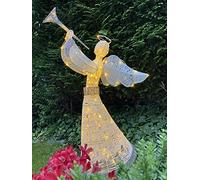LEDZEIT - Relax Serie - Ange LED grand, figure décorative LED, décoration de jardin, lumières de Noël, 130cm. 24V, transformateur avec minuterie, blanc chaud, IP44, extérieur et intérieur