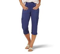 Lee Austyn Pantacourt Cargo avec Taille en Tricot pour Femme, Coupe décontractée, Bleu Clair, 40