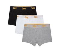 Lee Men's Boxer Shorts in Black/White/Grey | Soft Touch Cotton Trunks Caleçon Boxeur, Lot de 3 Noir/Blanc/Gris chiné, S Homme