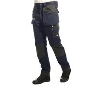 Lee Cooper LCPNT245 Workwear Holster Multi-Poches pour Hommes avec Poches genouillères, Pantalon Cargo Extensible, Marine, 34W / 31L