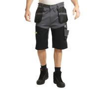 Lee Cooper LCSHO812 Short cargo de travail extensible haute visibilité pour homme, avec plusieurs poches holster, Gris/Noir, 38W