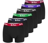Lee Cooper Lot de 6 boxers pour homme - Noir - Taille : M L XL XXL - Classique - Coupe élégante en coton respirant élastique - Sous-vêtements pour hommes - Short rétro, Noir avec ceinture colorée, XL